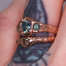 Load image into Gallery viewer, &quot;Atara&quot;: 14K rose gold parti sapphire crown ring (one of a kind)