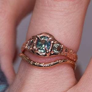 "Atara": 14K rose gold parti sapphire crown ring (one of a kind)