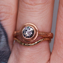 Load image into Gallery viewer, &quot;Sequoia&quot;: 14K rose gold solitaire ring (one of a kind grey moissanite)