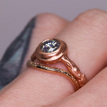 Load image into Gallery viewer, &quot;Sequoia&quot;: 14K rose gold solitaire ring (one of a kind grey moissanite)