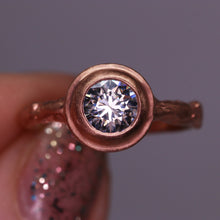 Load image into Gallery viewer, &quot;Sequoia&quot;: 14K rose gold solitaire ring (one of a kind grey moissanite)