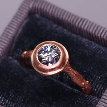 Load image into Gallery viewer, &quot;Sequoia&quot;: 14K rose gold solitaire ring (one of a kind grey moissanite)