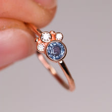 Load image into Gallery viewer, Flora ring with blue Montana sapphire in 14K rose gold (one of a kind)