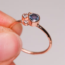 Load image into Gallery viewer, Flora ring with blue Montana sapphire in 14K rose gold (one of a kind)