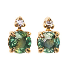 Load image into Gallery viewer, Cora: 14K 0.94ct parti sapphire &amp; diamond earrings
