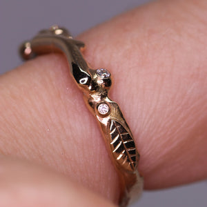 Briar Rose ring (14K yellow, rose, and palladium white gold)