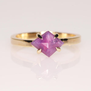 "Ava": 14K rosecut sapphire talon prong ring